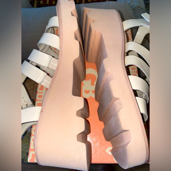 DOLCE VITA GALORE LEATHER PLATFORM GLADIATOR SANDALS - BEIGE - Sz 10 - Picture 10 of 11